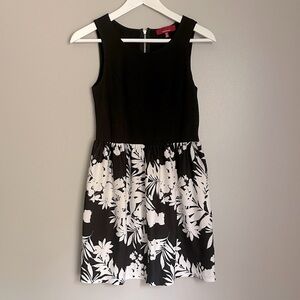 Saks Fifth Avenue Juniors Black and White Floral Mini Dress